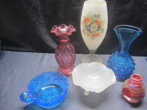 Vintage Blue & Pink Glass