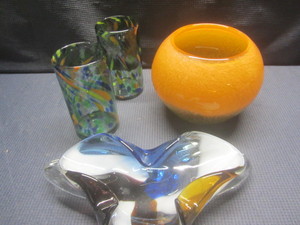Vase, Tumblers, Bowl
