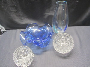 Art Glass Bowl, Vase, Rose Bowls