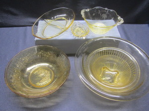 Yellow & Amber Depression Glass