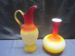 Peach Blow Ewer & Vase