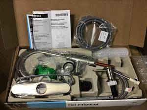 lot 2 image: Noell 1-Handle Pull-Down Sprayer Kitchen Faucet with Reflex, Soap Dispenser and Power Clean in Spot Resist Stainless by MOEN in good condition