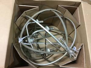 lot 16 image: Home Dwcorators Collection 5- Light Chandelier Sarolta Sands Collection Antique Silver Metal Finish in good condition