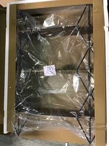 lot 23 image: 37 in. H x 27 in. W x 7 in. D Home Decorators Collection Wood and Black Metal Wall-Mount Bookshelf by Home Decorators Collection in good condition