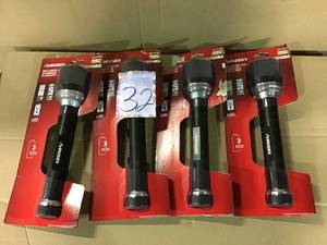 lot 32 image: Small Lot of 4pk 600 Lumens Virtually Unbreakable Alumum Flashlight by Husky  in good condition