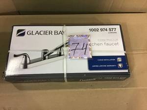 lot 74 image: Constructor 2-Handle Standard Kitchen Faucet in Chrome by Glacier Bay in good condition
