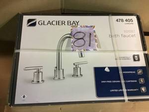 lot 81 image: Dorset 8 in. Widespread 2-Handle High-Arc Bathroom Faucet in Chrome by Glacier Bay in good condition