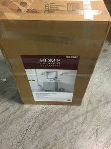 lot 207 image: Thornbriar 24.50 in. W x 19 in. D Vanity in Pearl Gray with Cultured Marble Vanity Top in White wWhite Sink and Mirror by Home Decorators Collection not used