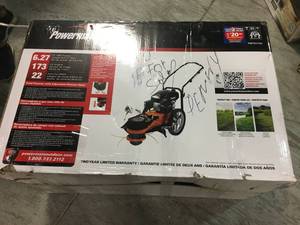lot 211 image: 22 in. 173cc Gas Walk-Behind Field String Trimmer Mower with Adjustable Trimmer Head by Powermate in good conditions
