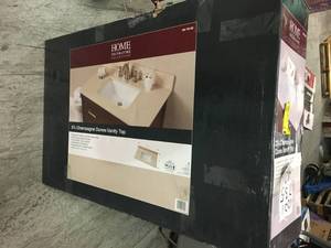 lot 212 image: 37 in. W Engineered Marble Single Vanity Top in Champagne Dunes with White Sink not used