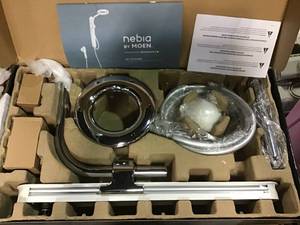 Nebia by Moen 1-Spray 8 in. Dual Shower Head and Handheld Shower Head with Magnetic Remote Dock in Chrome and White by MOEN&nbsp&nbspin good condition&nbsp