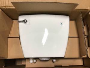 Foundations 2-piece 1.28 GPF Single Flush Round Front Toilet in White by Delta&nbsp&nbspin good condition&nbsp