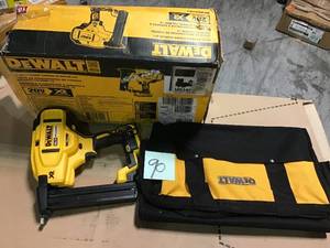 20-Volt MAX XR Lithium-Ion Cordless 18-Gauge Narrow Crown Stapler Kit with Battery 2Ah, Charger and Contractor Bag by DEWALT&nbsp&nbspin good condition&nbsp