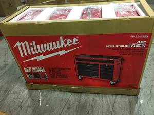 46 in. 8-Drawer Roller Cabinet Tool Chest in RedBlack Textured by Milwaukee not used