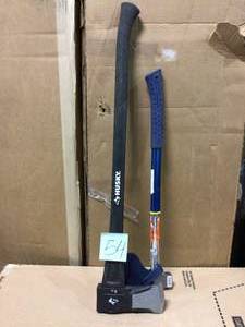 26 in. Campers Nylon-Vinyl Grip Handle Axe by Estwing PLUS Husky  4.5LB Splitting Wedge in good condition