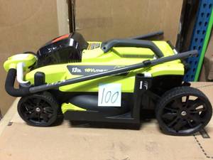 13 in. ONE 18-Volt Lithium-Ion Battery Walk Behind Push Lawn Mower &amp String Trimmer - 4.0 Ah BatteryCharger Included by RYOBI in good condition