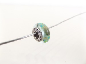 Authentic PANDORA #790607 Murano Teal Flower Water Lilly Charm Bead