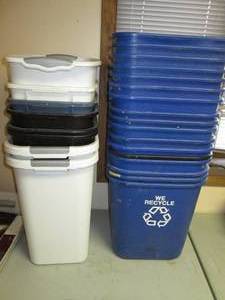 recycling and trash cans...