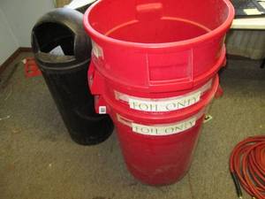4 trash cans...