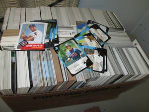 Double stacked box of sports cards...