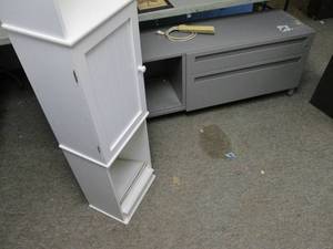 Metal file table and white cabinet...