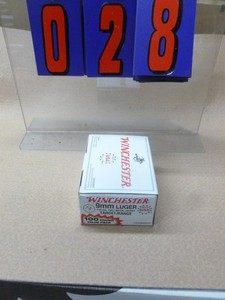 Winchester 9 mm ammo. Box of 100. As shown.