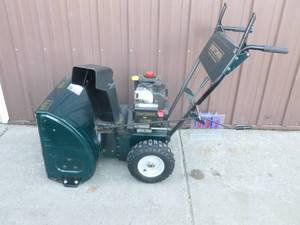 Craftsman 5 hp 24 snow blower. Lightly used. Fires on ether. Consignor states it does run. As shown.