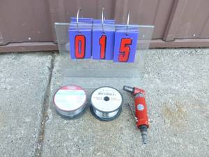 Angle die grinder & 2 spools wire. Feed wire .030 & .035. As shown.