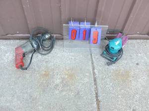 Milwaukee hammer drill & Makita sander. Used condition. Tested & works. As shown.