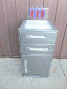 Storage cabinet. Heavy for its size. Maybe fire rated As shown.