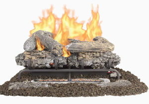 lot 66 image: Pleasant Hearth 24-in 33000-BTU Triple-Burner Vent-free Gas Fireplace Logs with Remote