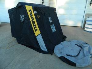 lot 1 image: Frabill Expedition Flip Over Portable Ice Fishing House
