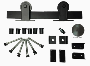 lot 13 image: New Agave Ironworks 84-in Silver InteriorExterior Low Profile Barn Door Kit