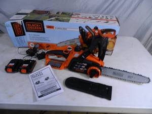 lot 25 image: New Black and Decker 20 volt Cordless Chainsaw