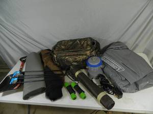 lot 120 image: Camping Items, Air Mattress, Cooler, and More