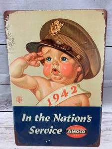 lot 35 image: Amoco Metal Sign 8 x 11