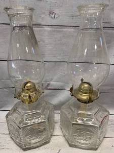 lot 40 image: Lot Of Two Antique Hurricane Lamps