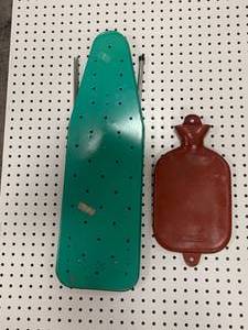 lot 102 image: Antique 26 Long Ironing Board & Rare Miller Hospital Water Bottle