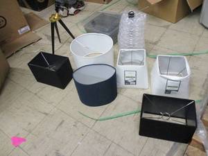 6 Lamp Shades, 2 Lamps, 2 Plastic B...