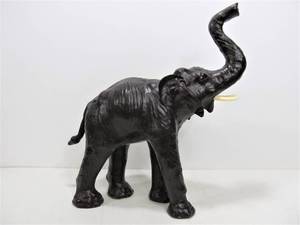 lot 124 image: Genuine Leather Elephant Statue