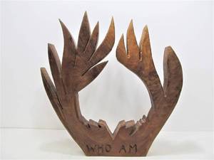 lot 125 image: Large Thick Carved Wood Burning Bush Carving 
