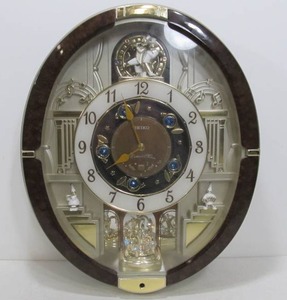 lot 131 image: Working SEIKO Christmas Musical Wall Clock wSwarovski Crystal Elements 