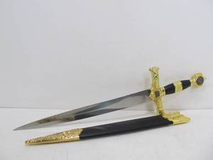 lot 27 image: Ornate Gold Plated Short Sword wStar of David Hilt