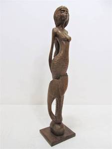 lot 48 image: Carved Wood Figural Nude Mermaid Sculpture