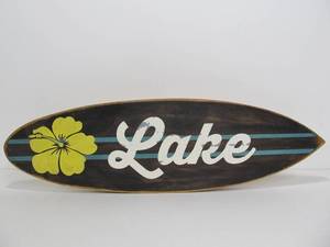 lot 63 image: Painted Wood LAKE Cabin Sign