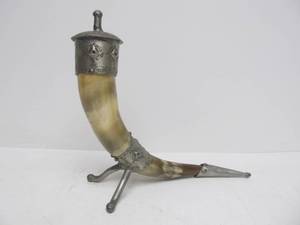 lot 109 image: Vintage Norwegian Footed Horn Candle Holder
