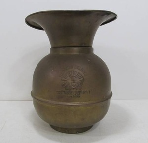 lot 191 image: Vintage Embossed Brass Redskin Chewing Tobacco Advertising Spittoon 