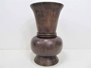 lot 197 image: Large Vintage Thick Turned Wood Vase