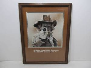 lot 206 image: Funny Vintage Shoot Every 3rd Salesman Framed Print