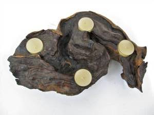 lot 236 image: Vintage Natural Burled Wood Votive Candle holder